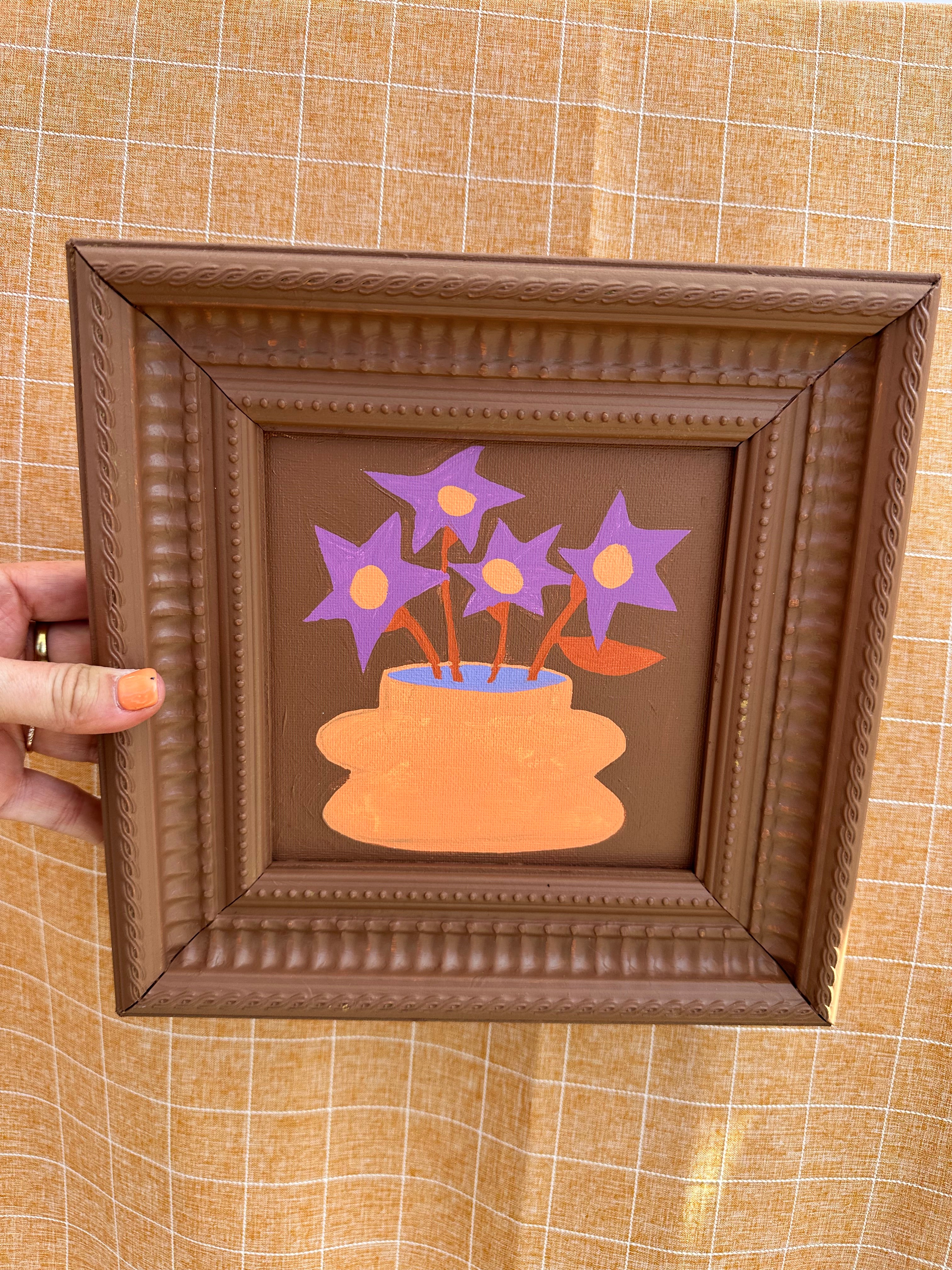 Star Flowers on Brown