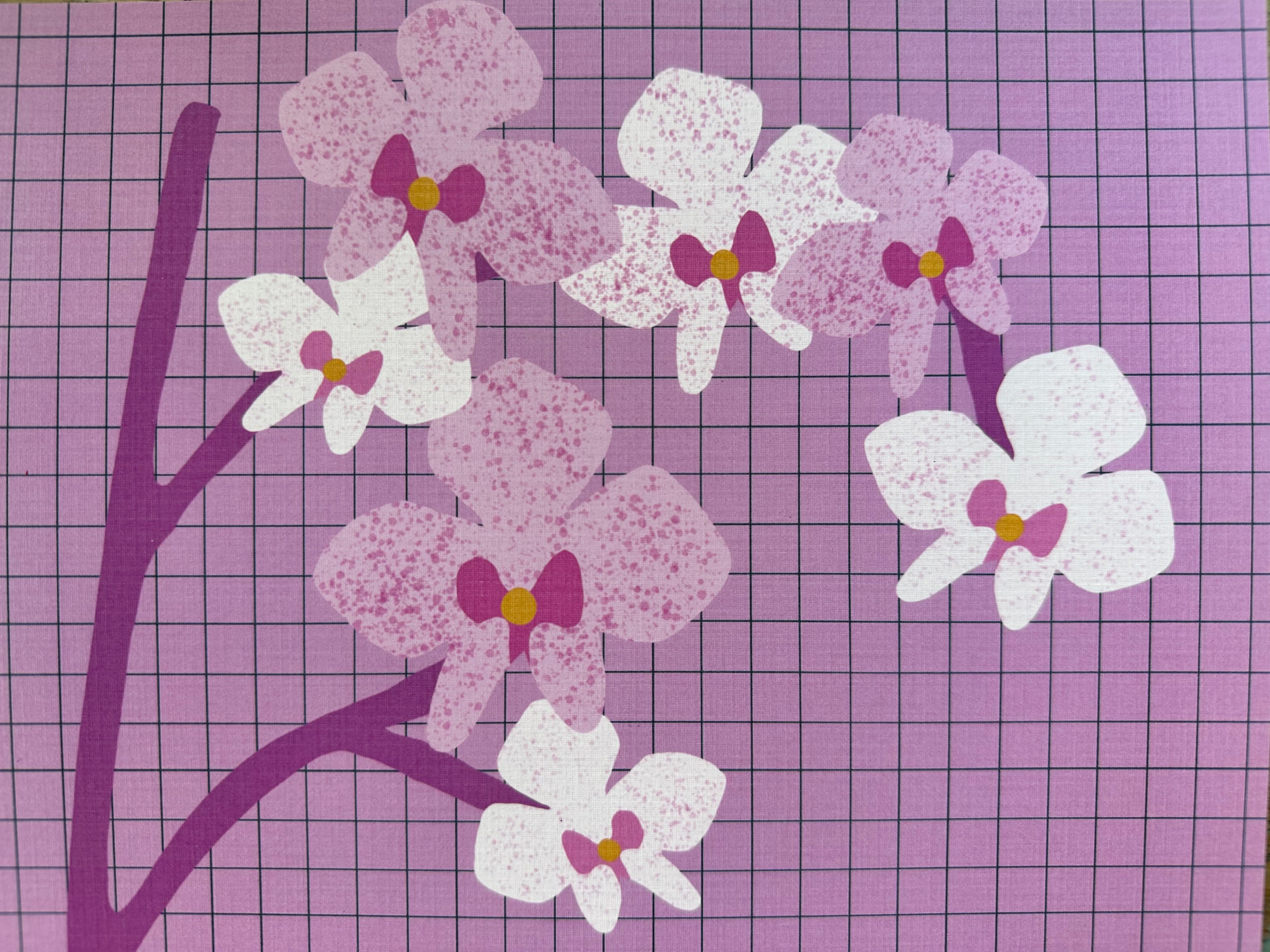 Orchids Against Grid (8"x10")